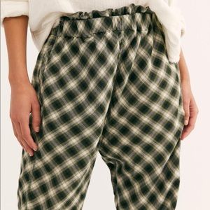 Free people drop it low Herman pants green plaid